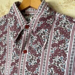 Vintage 70s Mickey & Minnie Mouse Kennington Floral Button-down Shirt Size M